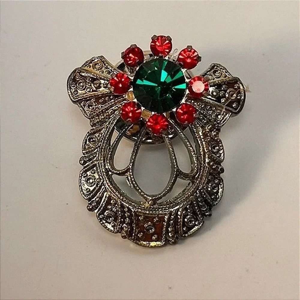 Vintage‎ Jane Christmas Angel Pins Red Green Blue Rhinestone Collector Set